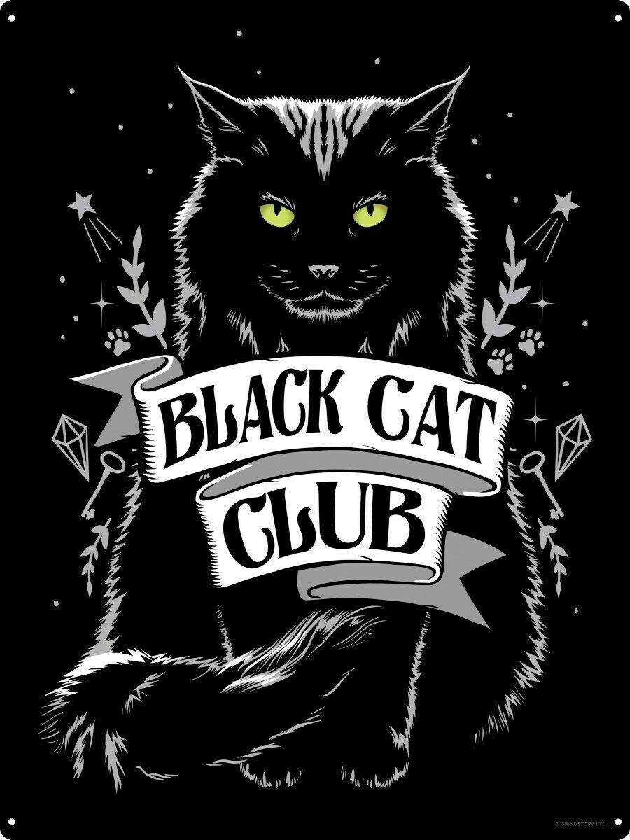 Kueprae A200 Black Cat Metal Plaque Vintage Tin Sign Wall Decor Bar Pub Club Cave Decorative,8 X 12 Inch