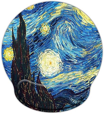Mouse Pads for Computers Ergonomic Memory Foam Nonslip Van Gogh Wrist Support-Lightweight Rest Mousepad for Office,Gaming,Computer, Laptop & Mac,Pain Relief,at Home Or Work (Starry Night)
