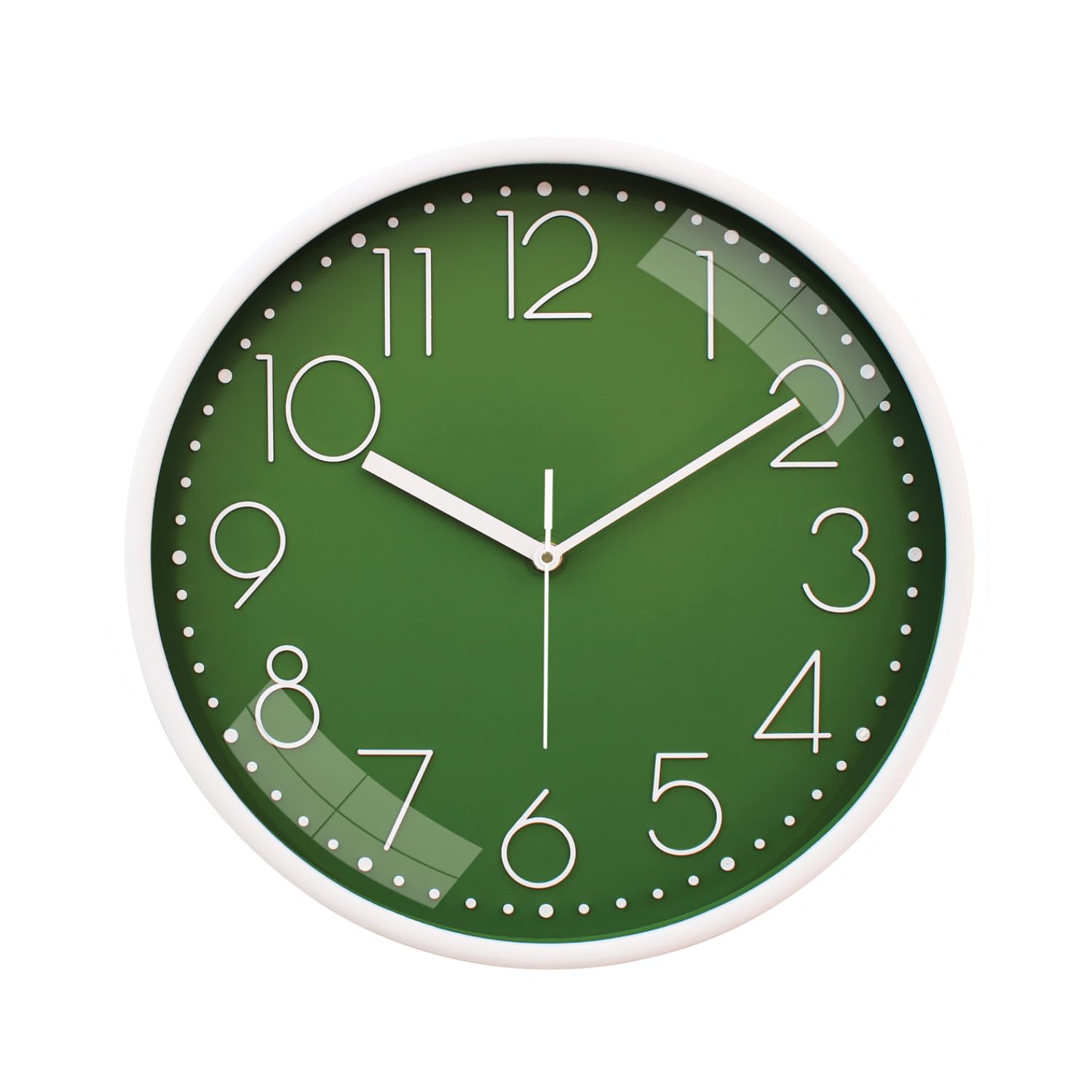 Amazon Brand - Solimo Plastic Analog Wall Clock, Quartz Movement, Silent Sweep, Modern Embossed, Easy-to-Read Time Indicator (30 Cm X 30 Cm, Green)