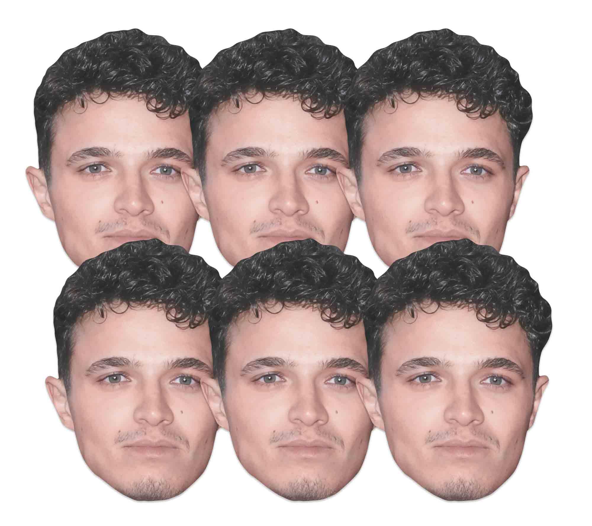 Star Cutouts CMP010 Lando Norris 6 Pack Masks - Includes Tabs and Elastic