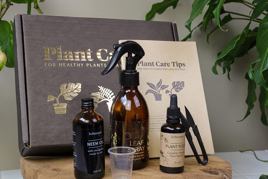 Kit de cuidado de plantas, con fertilizante orgánico, aceite de Neem, pulverizador de hojas, tijeras de bonsái y manual – Idea de regalo perfecta