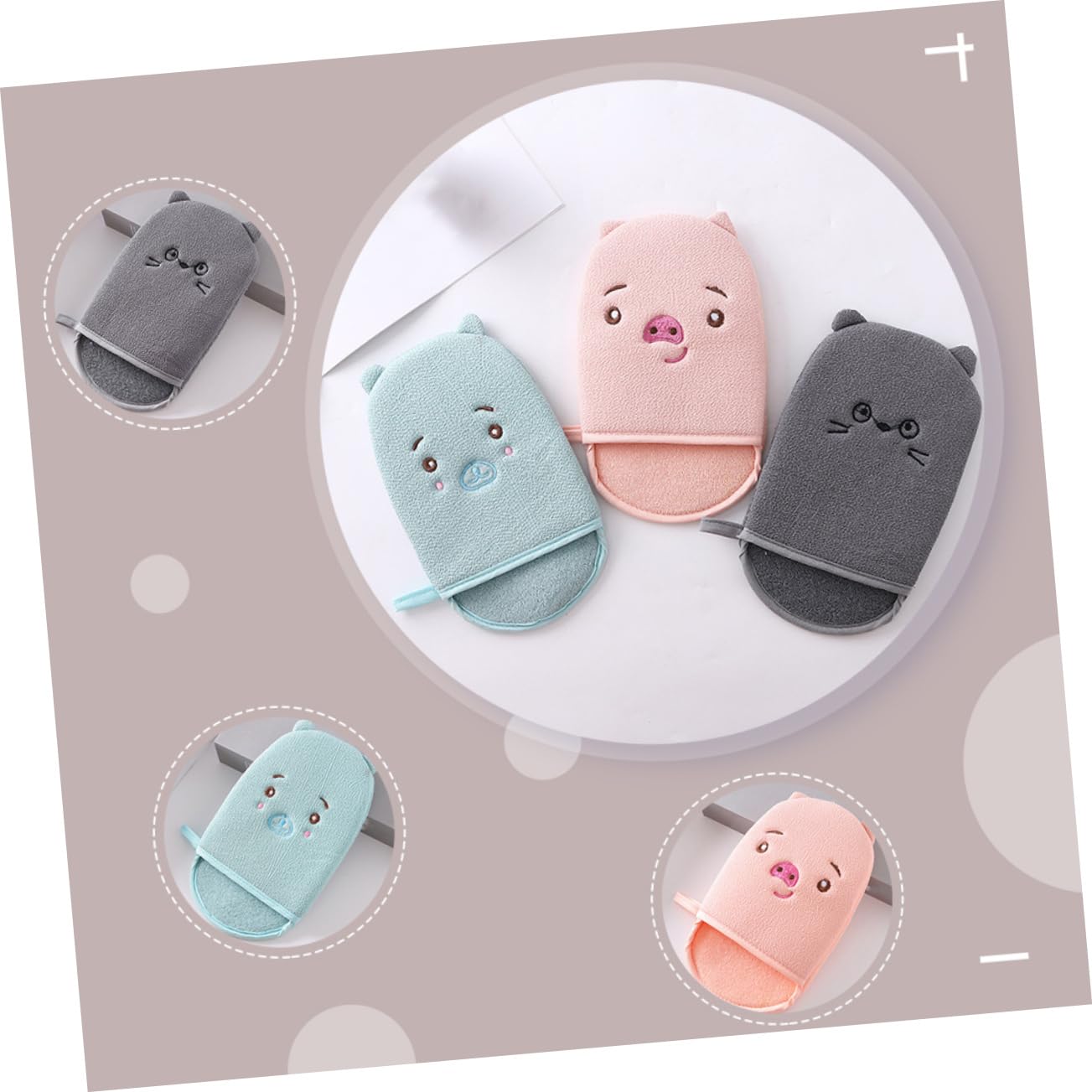 minkissy 9pezzi Esfolianti Per Doccia Per Profonda Cartoon Per Esfoliazione e Colori Grigio Blu Rosa