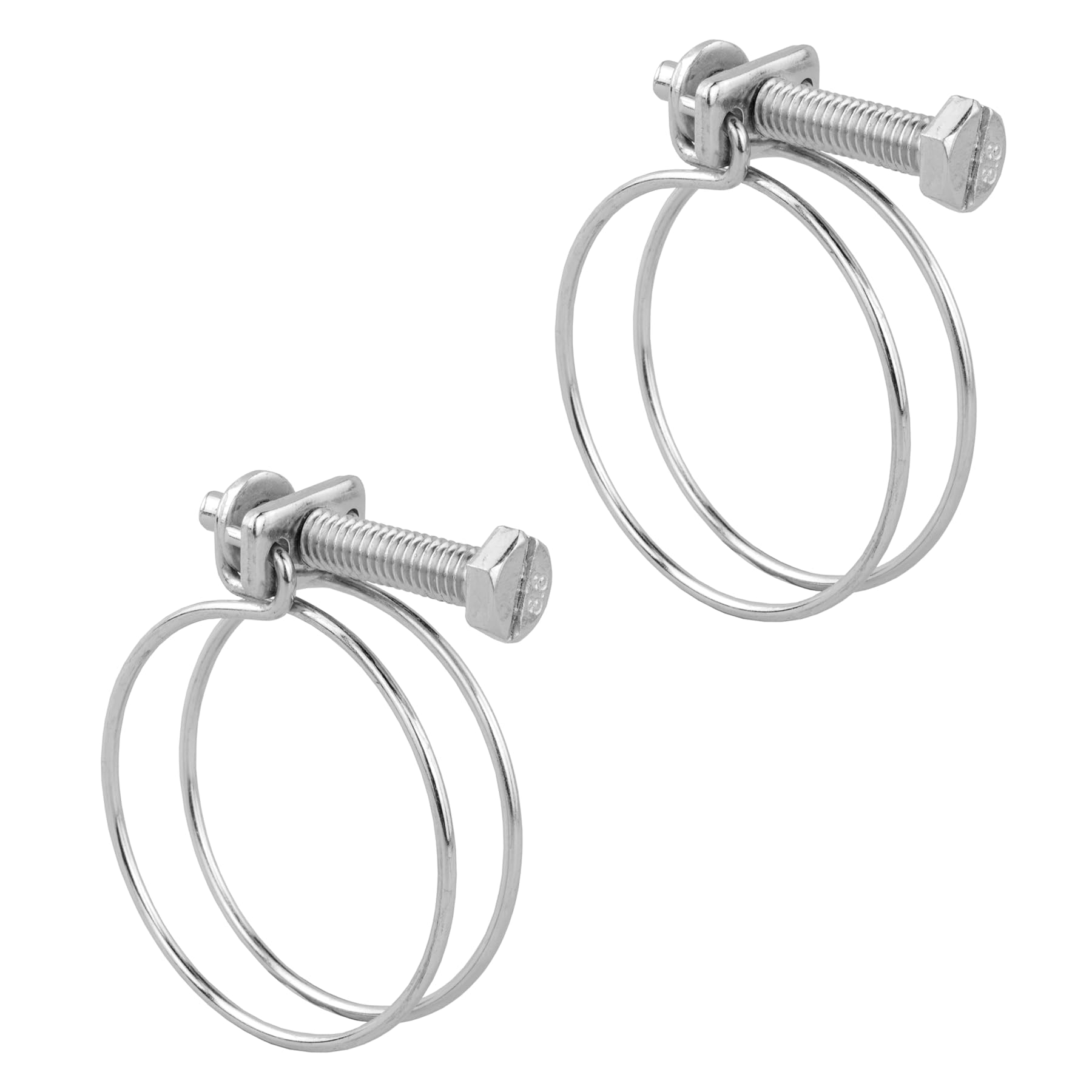 B&Q -  Universal Adjustable Double Wire Hose Clips 37-42mm Metal Screw Clamps For Fuel/plumbing PipePack Of 2