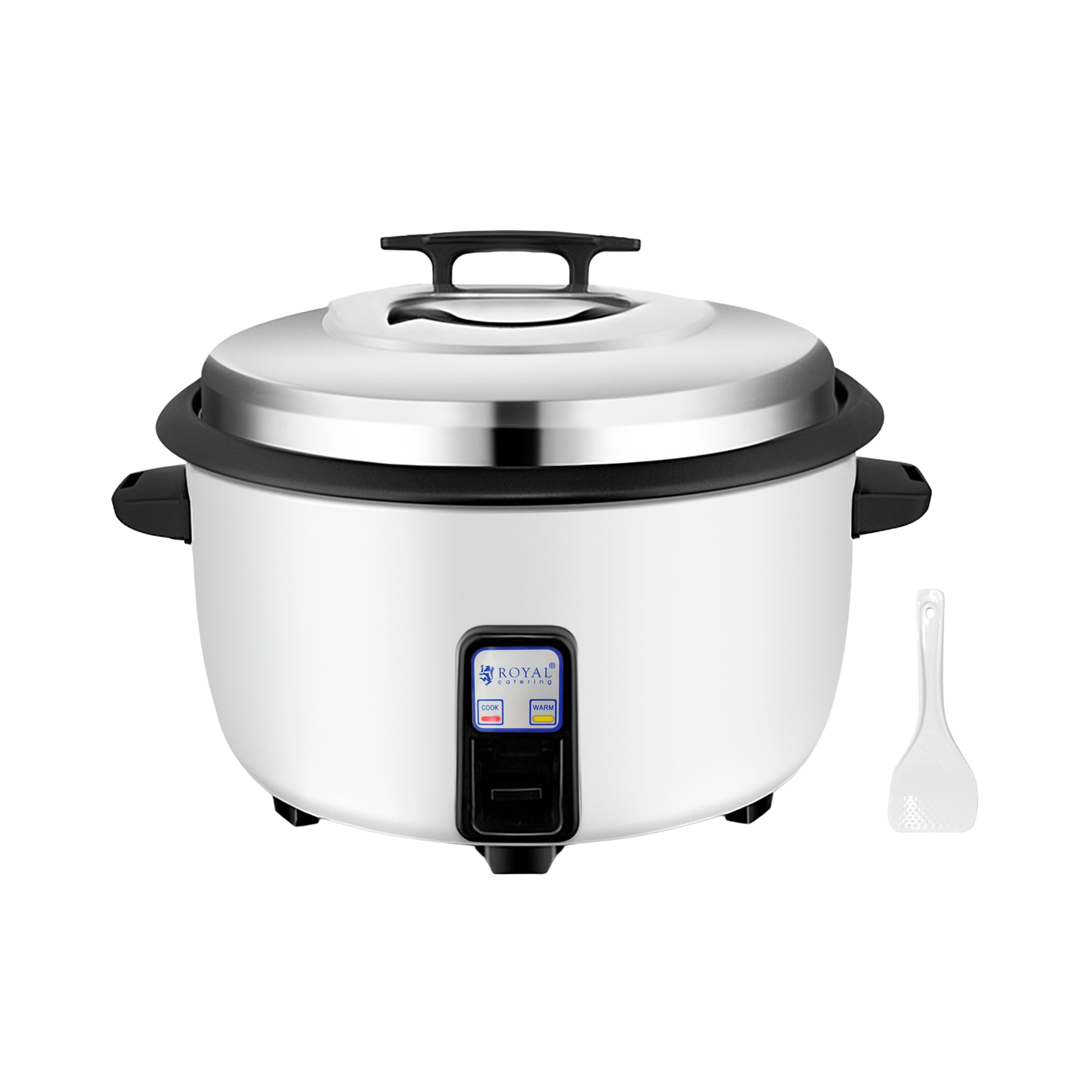 Royal Catering Cuiseur à riz 27 L 3600 W pour 60 tasses de riz cru, cuisson one-touch, maintien au chaud automatique, poignée anti-brûlure, pot amovible antiadhésif, avec tasse et spatule Multicuiseur