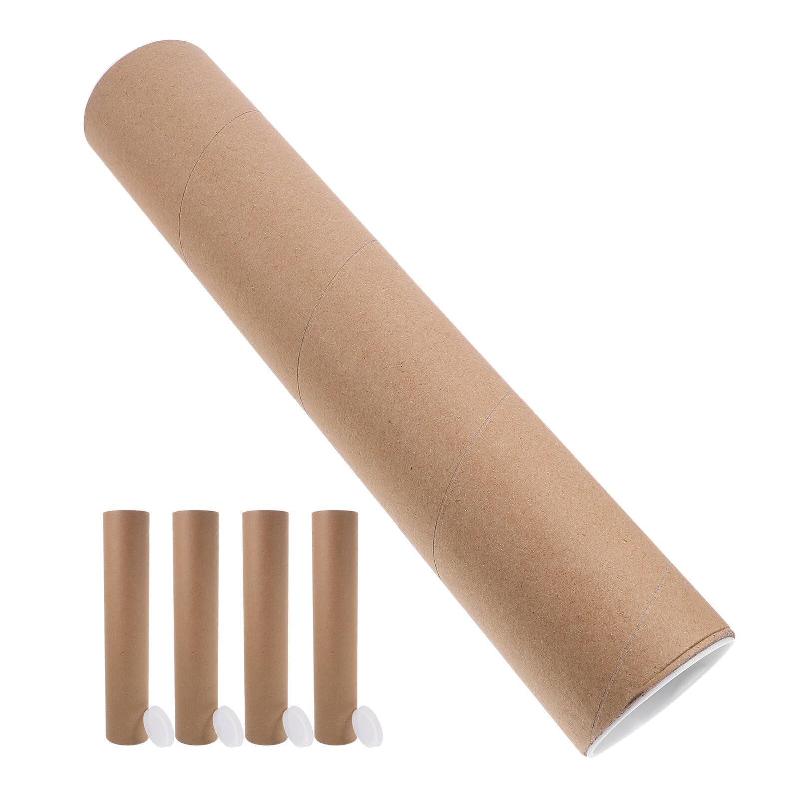 DOITOOL Lot de 5 Tubes en Papier Kraft Ronds 33,5x6,5 Cm Tubes à Affiche Épais 3 Mm Réutilisable pour Affiches et Documents pour Loisirs Créatifs et Envois Postaux