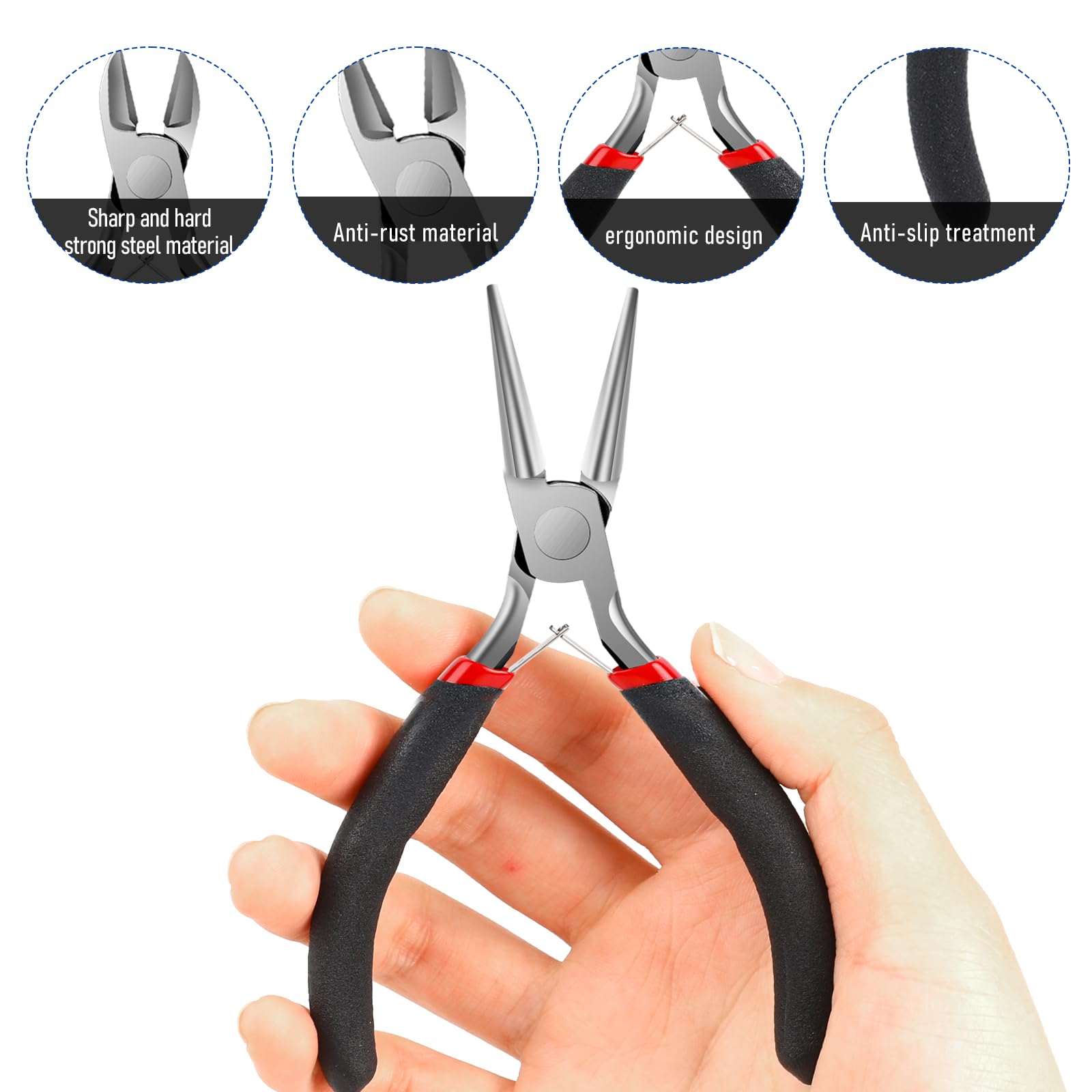 Small Wire Cutters for Crafts, Round Nose Pliers, Jewelry Making Tools Bead Pliers Tools for Jewelry Making, Jump Rings Making, Wire Wrapping