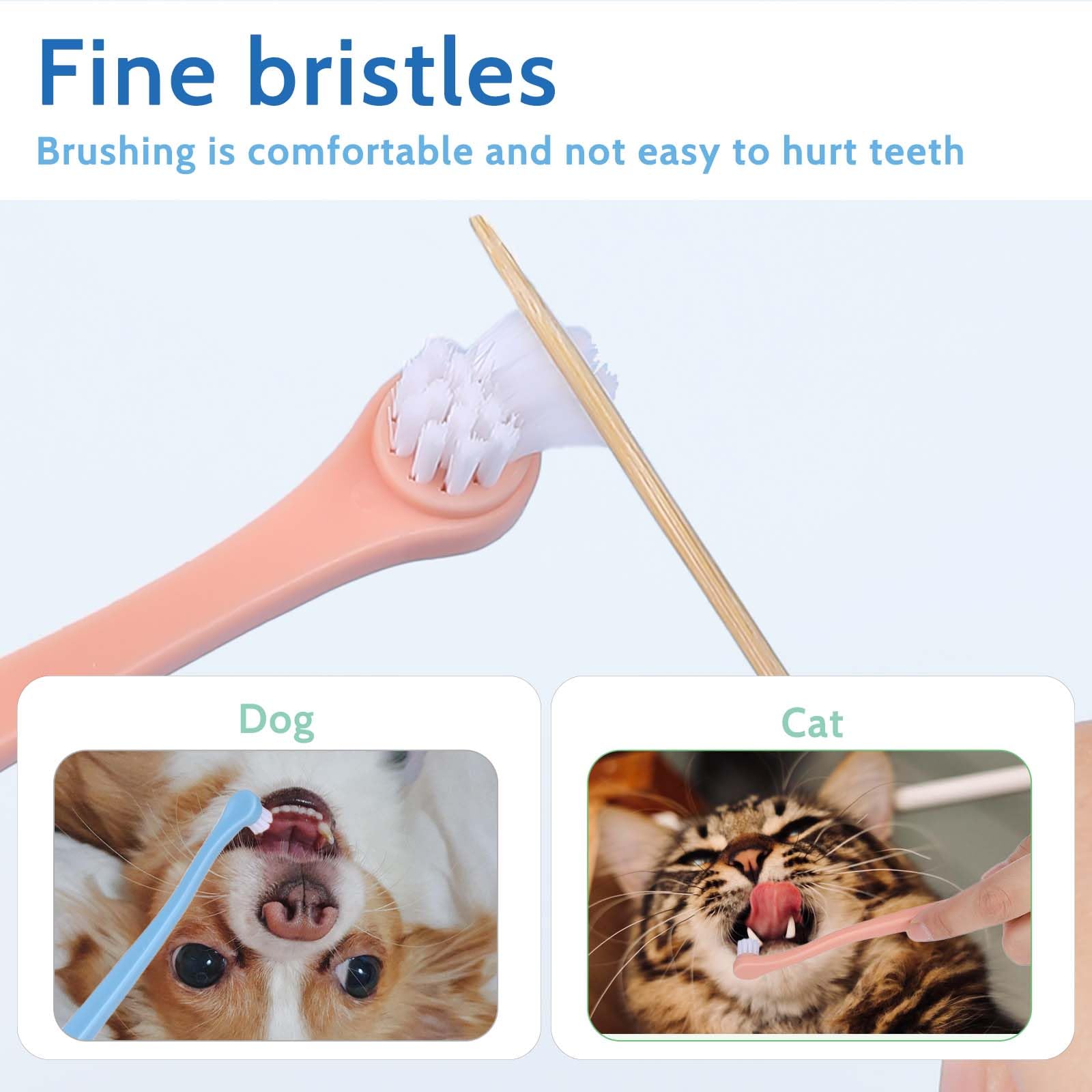 Lot de 2 brosses à dents pour chat, brosse à dents pour animaux de compagnie, brosse à dents pour chiot, mini tête douce pour chien, kit de nettoyage en profondeur pour chiots, chatons, chiens