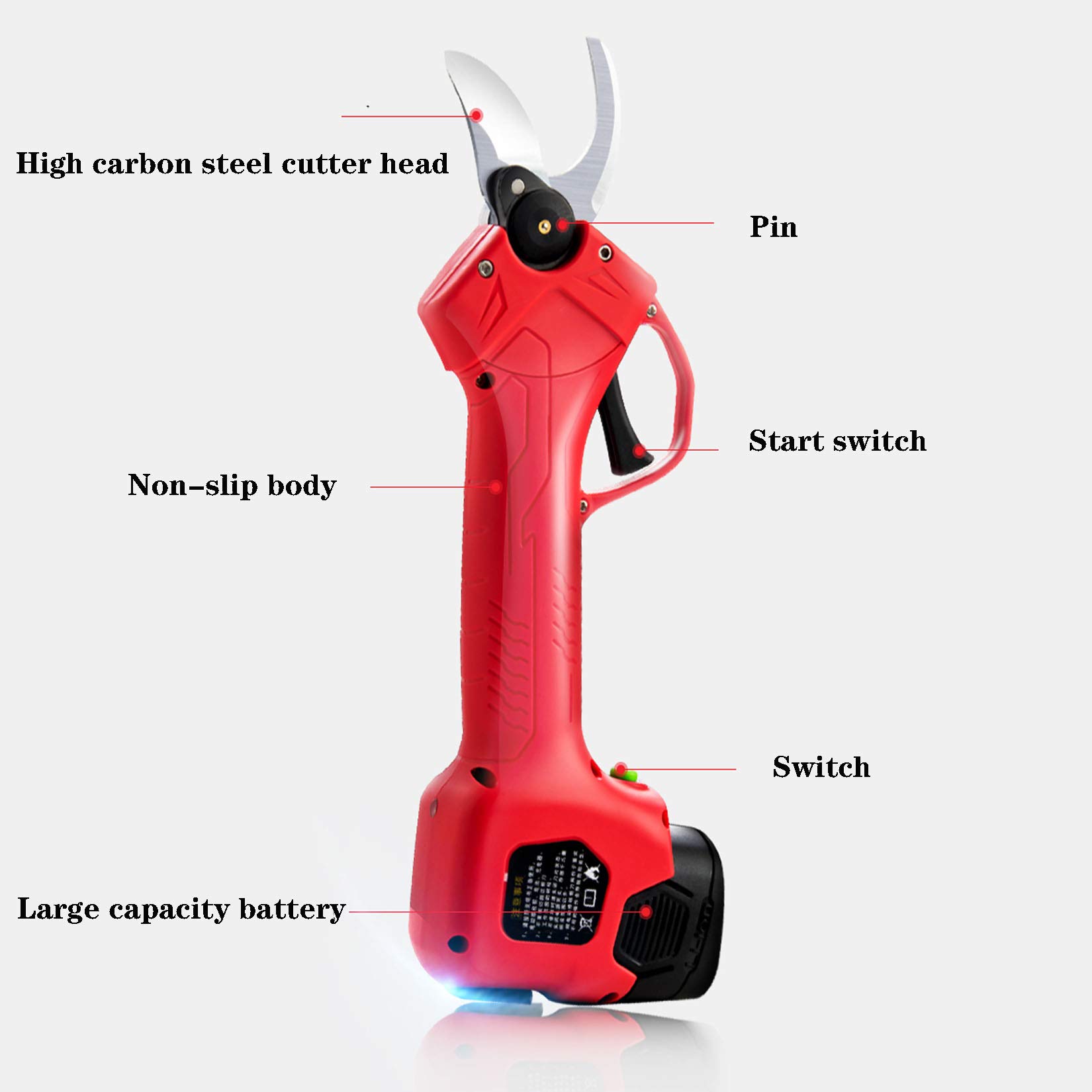 Cesoie da potatura a Batteria, Forbici elettriche, Batteria da 16,8 V, Acciaio Legato SK5, Diametro di Taglio 30 mm, potatura di Alberi e Giardini