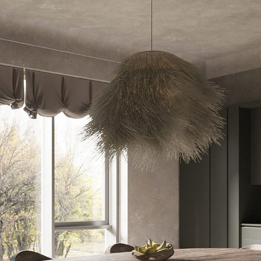 Grande Lampadario Unico In Stile Retrò Boho, Rustica Rattan