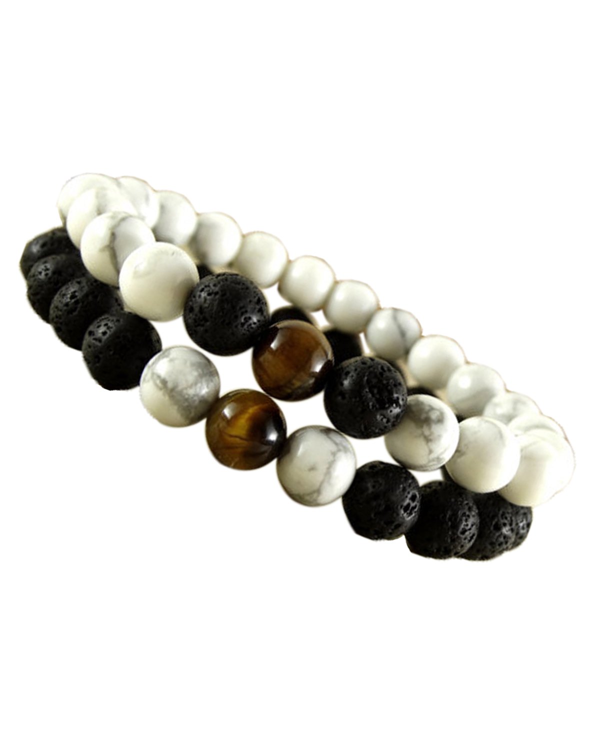 Young & Forever Gift Crystal Lava Stone Howlite Tigers Eye Distance Yin-Yang Healing Energy Reiki Gemstone Couple Bracelet for Men and Women (B072BSDRHM) Amazon Price History, Amazon Price Tracker