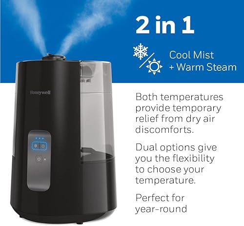 Miniatura 15 de Honeywell Humidificador Dual Comfort Cool + Warm Mist. Humidificador para dormitorio, oficina, sala de estar y hogar. Proporciona alivio temporal de