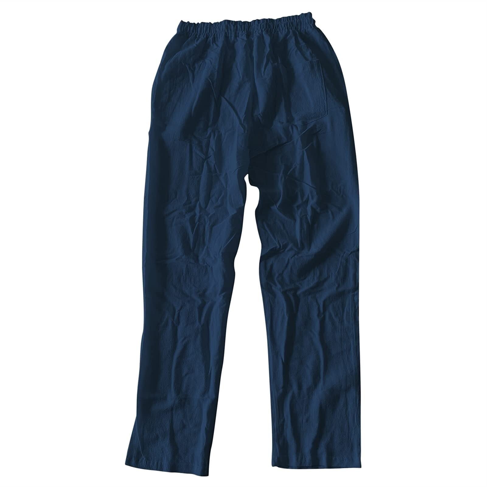 Pantaloni Di Lino Da Uomo, Lunghi, Leggeri E Ariosi, Pantaloni Estivi Eleganti, Vestibilità Ampia, Pantaloni For Il Tempo Libero, Pantaloni Estivi Lunghi E Larghi ( Color : Dark blue , Size : S )
