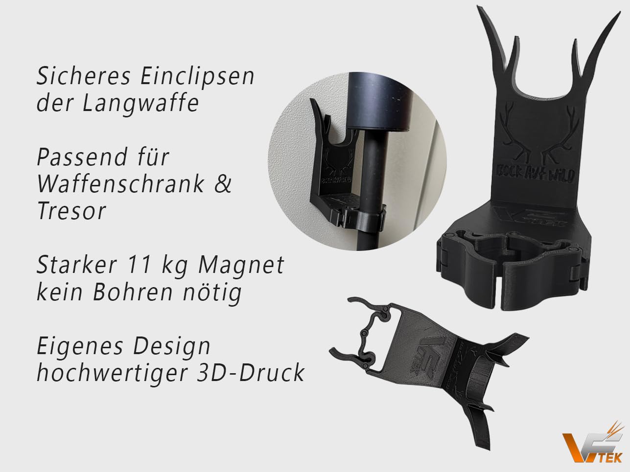 Generisch Gewehr Langwaffenhalter Waffenschrank für Jäger/Sammler Magnet Clip System 3D Druck
