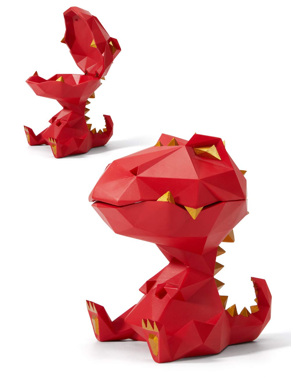 Amoy-Art Plato de Caramelos Dulces Tarro de Galletas Dinosaurio Figura Decorativa Modern Escultura Arte Animal Regalo Interior Estatua Resina Rojo18cm