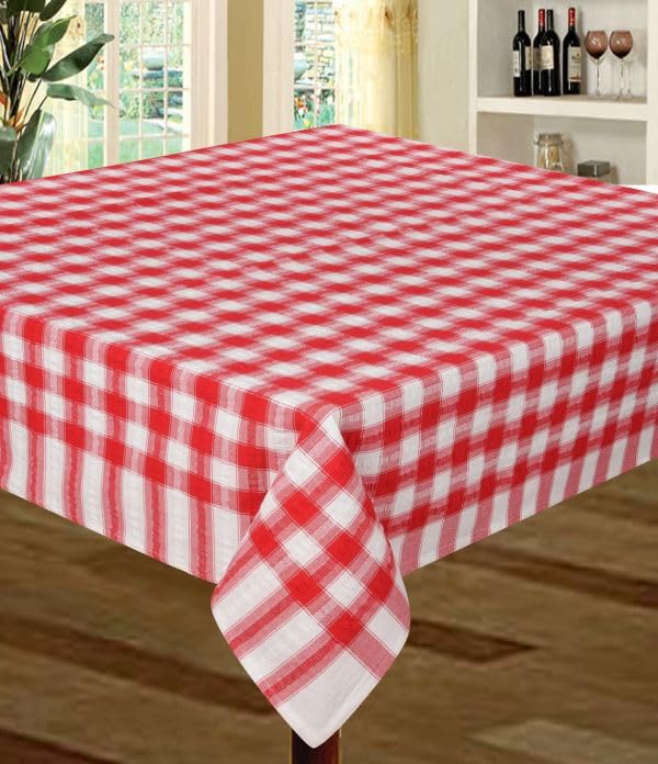 Snugglemore Seersucker 100% Cotton Tablecloth Sizes Napkins Also Available (Red, 36" x 36")