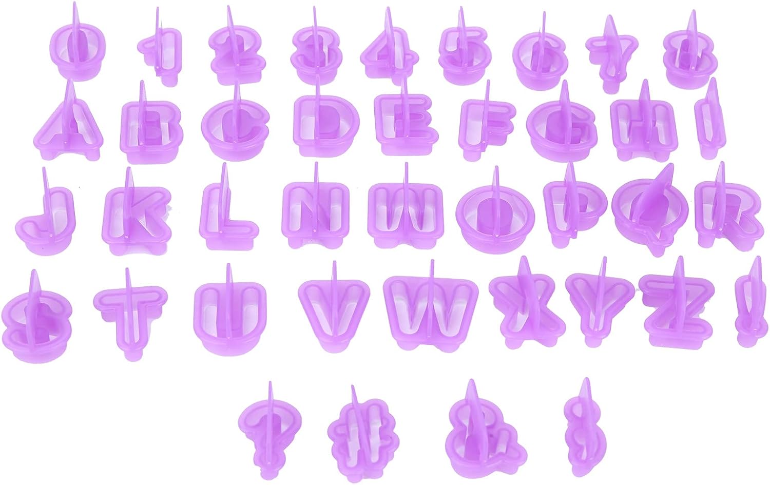 Silicone Biscuits Mold Alphabet Number Cookies Cutter Baking Accessory for DIY Baking Purple 40Pcs