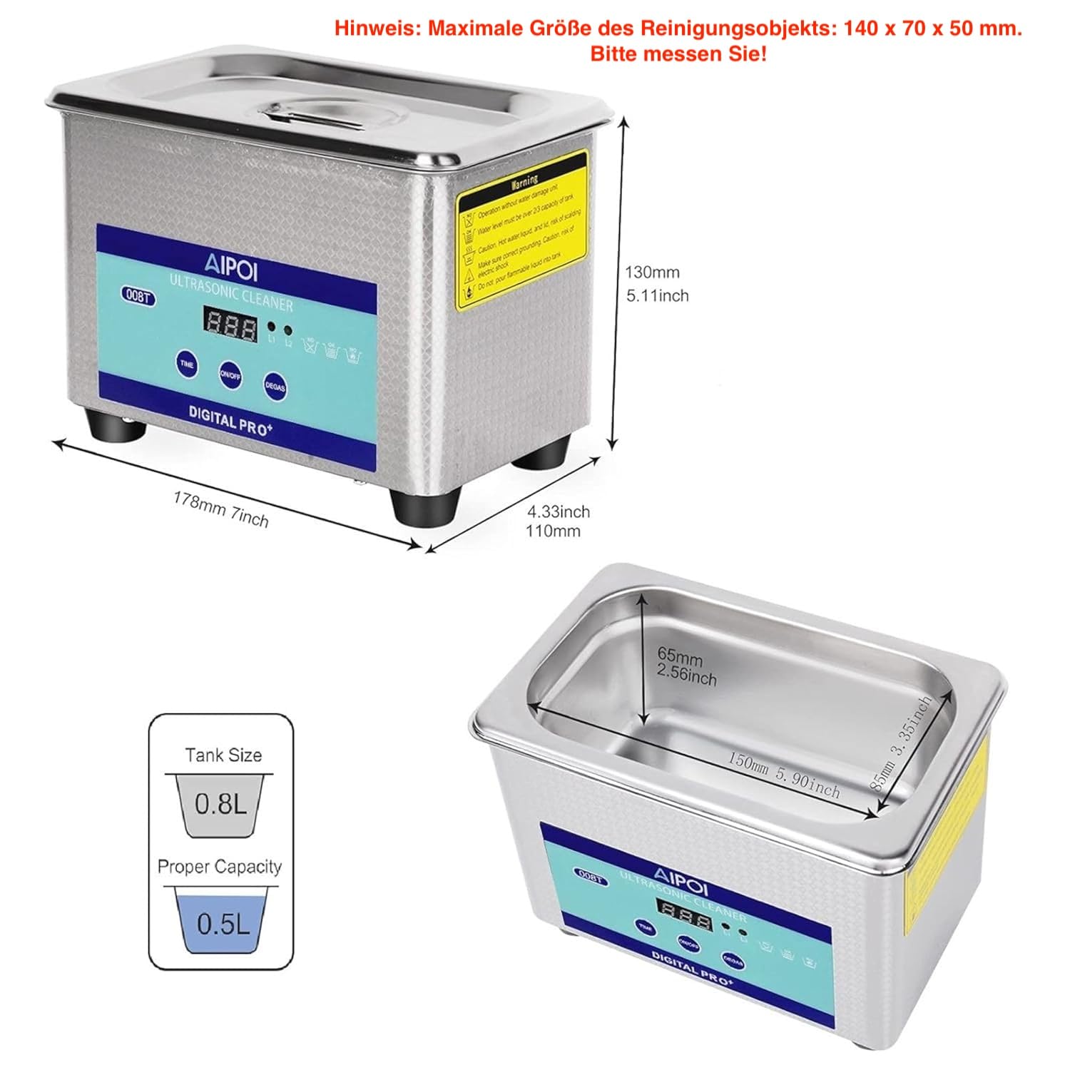 CREWORKS 3 L Professionele ultrasone reiniger met verwarming, timer
