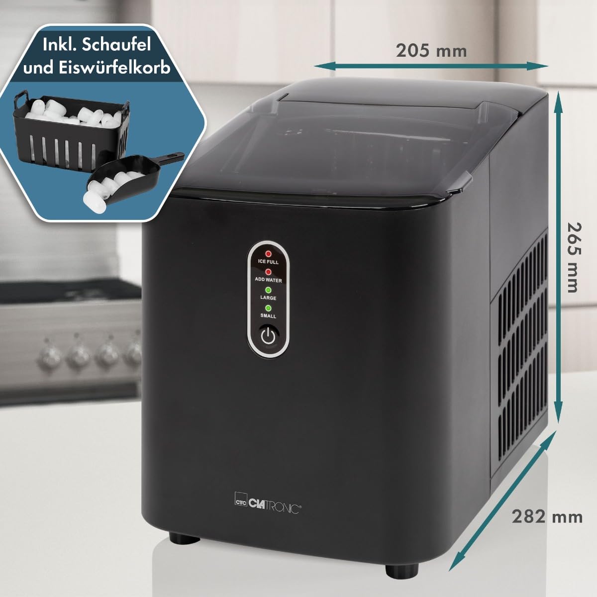 Clatronic EWB 3798 Machine à glaçon incornporé/sur pied 12 kg/24h 120 W Noir