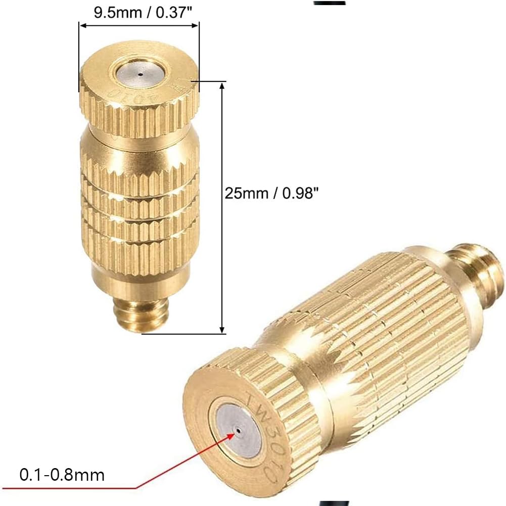 Buse de pulvérisation en laiton, buse de pulvérisation haute pression 10/24 UNC, buse anti-goutte pour système de pulvérisation extérieur, buse pour système de refroidissement extérieur paysager (50