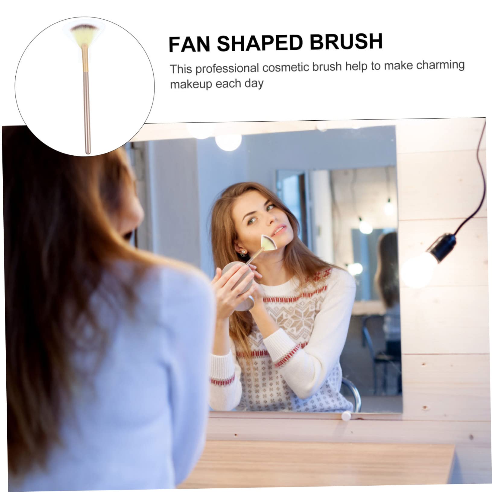 Beavorty 27piezas Pinceles De Maquillaje Forma De Abanico Cepillo Para Iluminador y Rubor Herramientas De Maquillaje Suaves y Fáciles De Limpiar