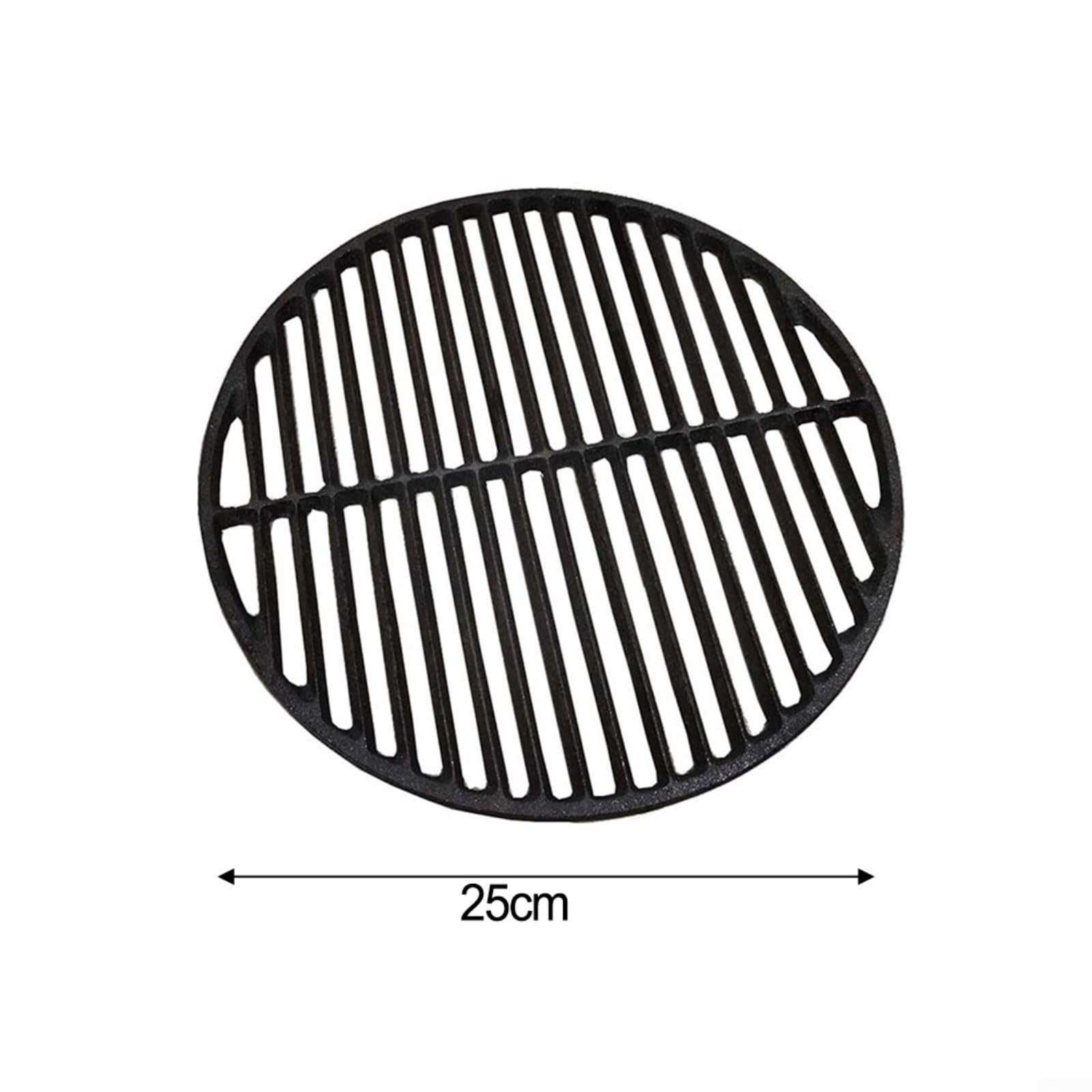 Okrągły żeliwny grill 25 cm do grilla gazowego, czarny - akcesoria do gotowania na świeżym powietrzu, idealne do grillowania, wszechstronne narzędzie do grillowania, idealne do ognisk i innych miejsc