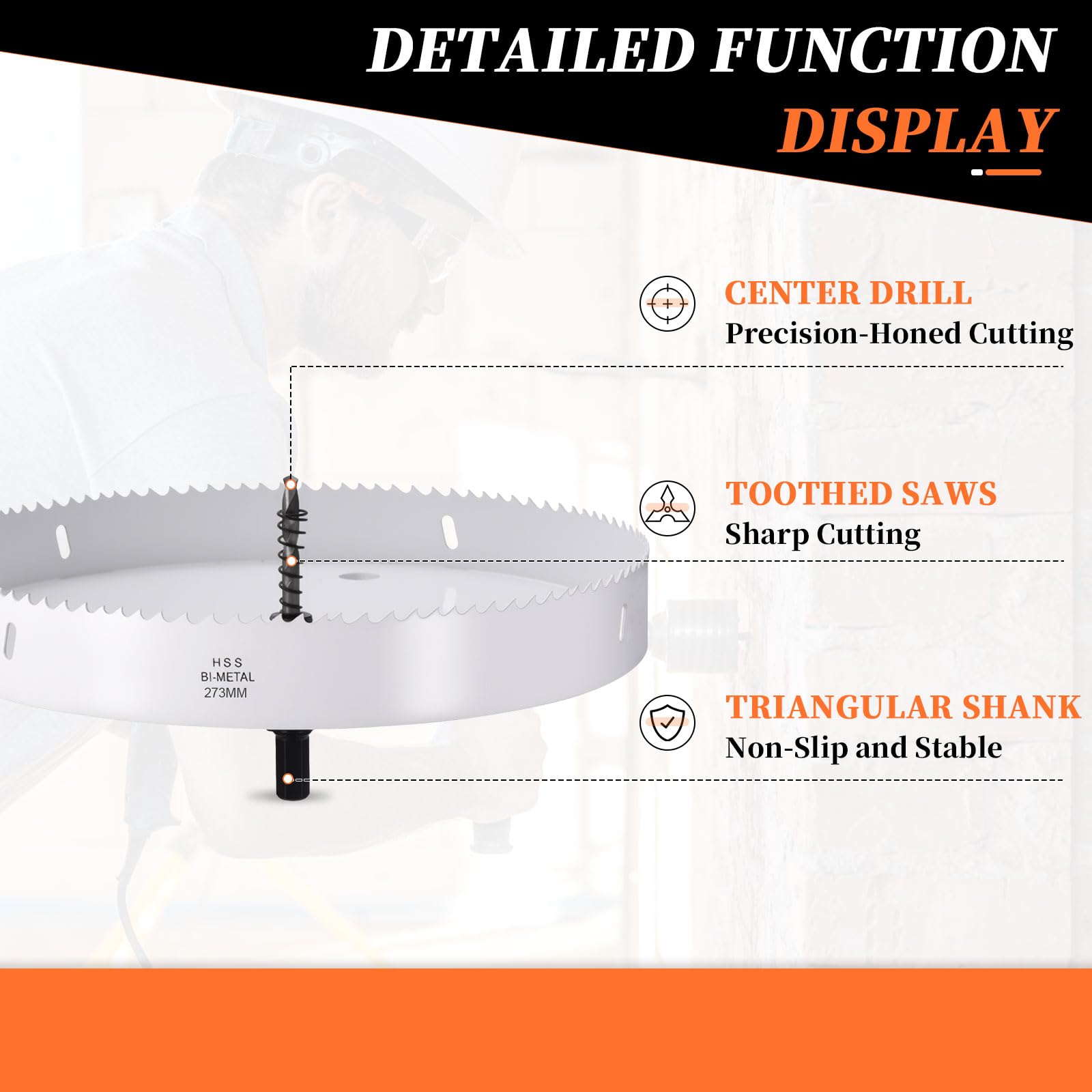 METALLIXITY Bi-Metal Hole Saw 10-3/4", M42 HSS Circular Head 273mm Hole Cutter with 2 Pilot Drill Bits - Image 3