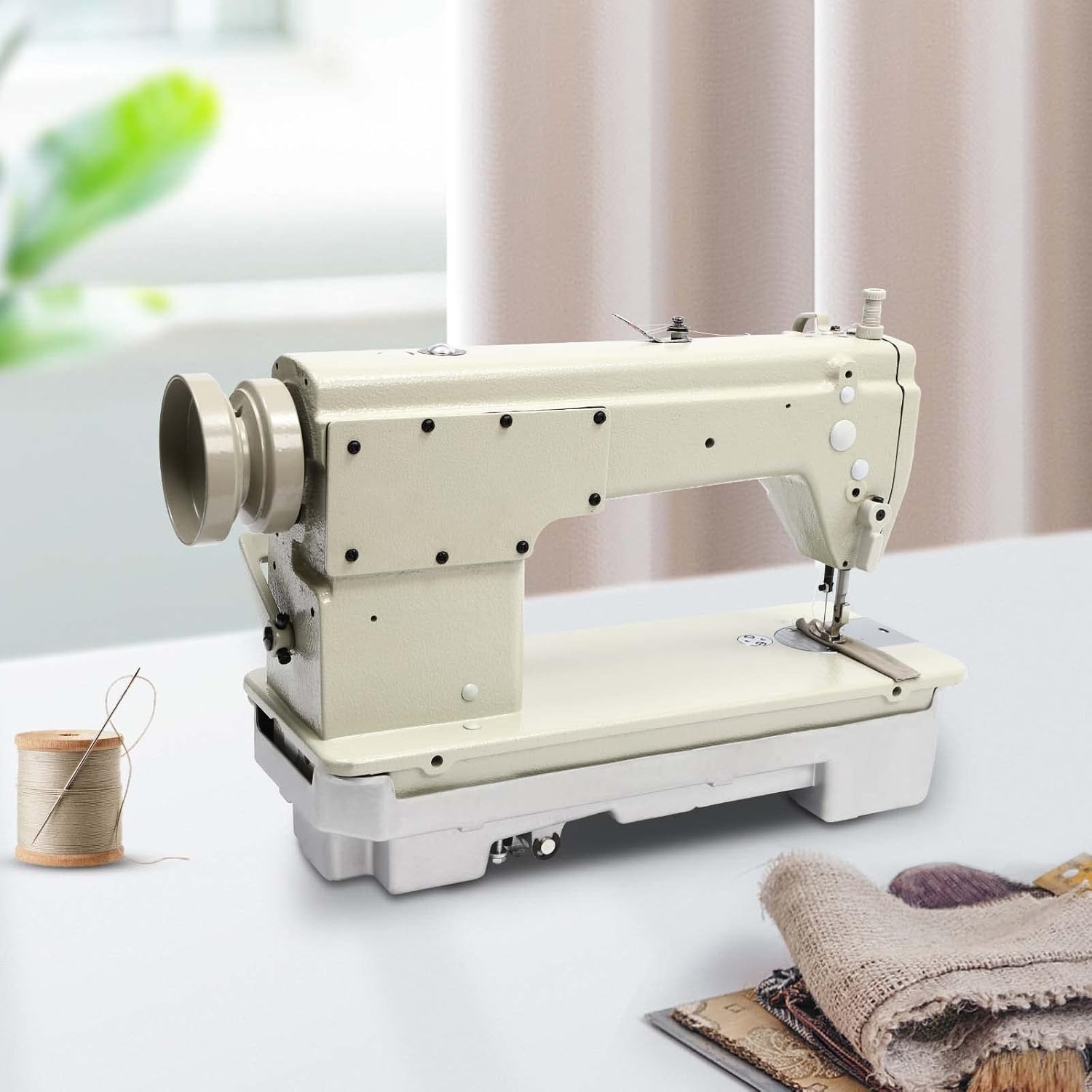 Straight Stitch Sewing Machine, DDL-6150-H Industrial Straight Stitch Sewing Machine Heavy-duty Industrial Sewing Machine High speed Electric flat sewing machine, White