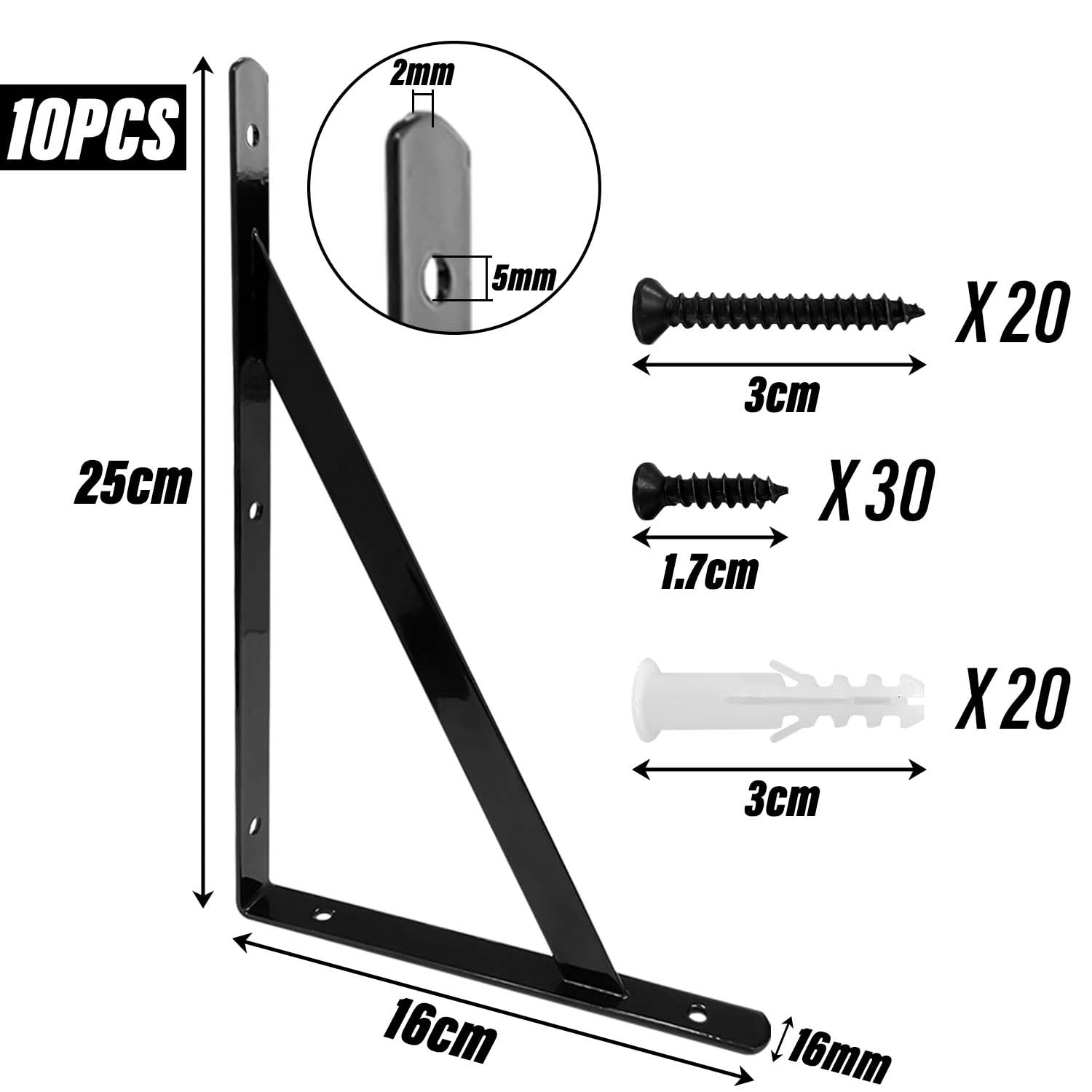 Amazon | Socpuro 棚受け 金具 250*160mm L字型 アイアンブラケット 10