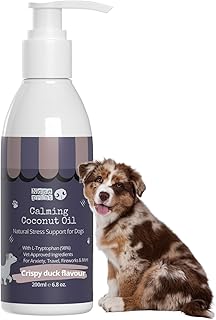 Duck Calming Coconut Oil for Dogs & Cats – 200ml Anxiety Relief Supplement with Chamomile, Valerian & Ashwagandha – Natura...