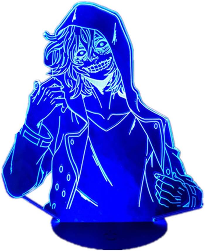 3DYYCX New 3D Acrylic Boku No Hero Academia Shigaraki Tomura Led Anime LAMP Color Changing Nightlights USB Table Lamp 7/16 Color Remote Control Touch Switch Xmas Gift