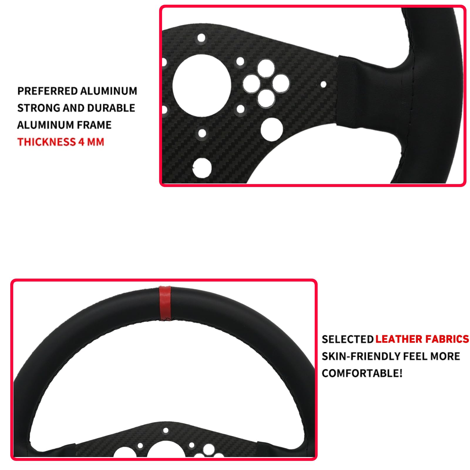 Replace 13 inch(33cm) lightweight Original Leather Steering Wheel For THRUSTMASTER T300RS/T300GT Force Feedback GT Force Racing Wheel Base Open Wheel (Full Leather, T300RS/T300GT)