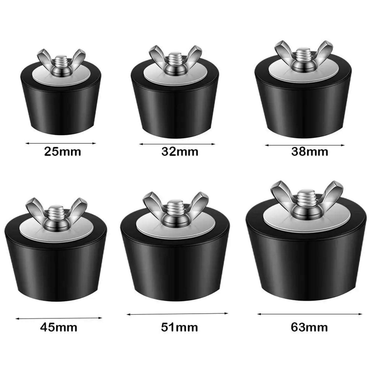 Lot de 6 bouchons de piscine pour piscine creusée - Accessoires d'extérieur - Détection de fuite - Bouchon d'hivernage en caoutchouc (45 mm)