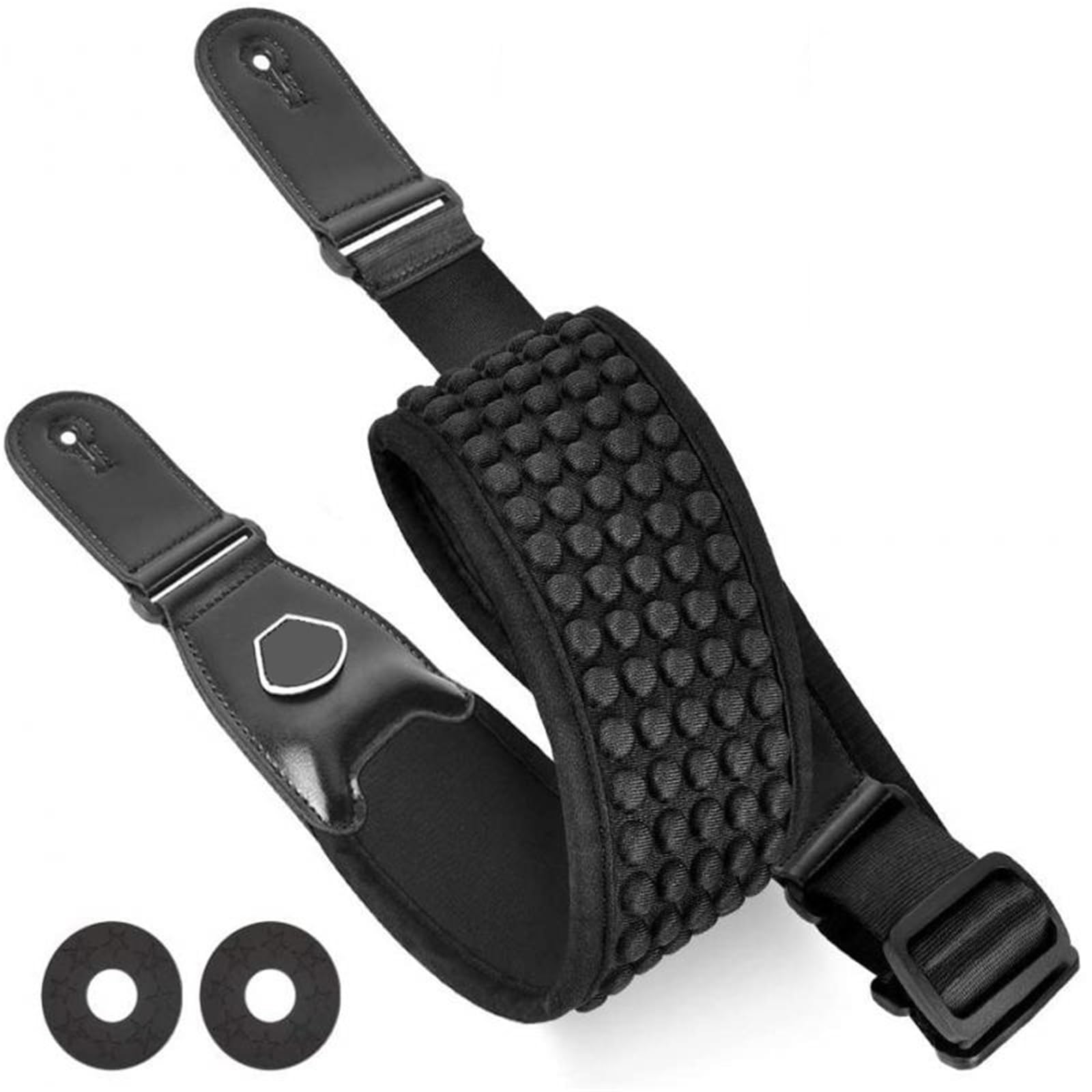 Correa Guitarra Correa de hombro ajustable for guitarra, cinturón for bajo eléctrico con cabeza cuero, 3,5 ancho, 6 púas, relleno esponja 3D