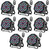 HOLDLAMP 8er 36 LED Par Scheinwerfer Bühnenlicht mit Fernbedienung, RGBW DMX 512 discolicht mit Verstellbare Halterung Rampenlicht für Bar DJ KTV Geburtstag Party Halloween Weihnachten