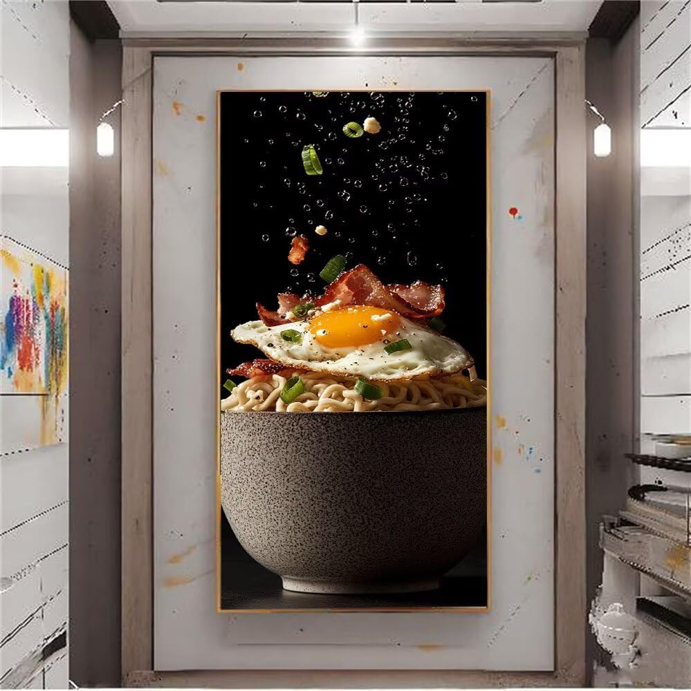 Diamond Painting Essen, Diamond Painting Erwachsene Kinder Nudeln, DIY Diamantmalerei Handwerk, Mosaikherstellung Crystal Strass Malerei Kit, Als Geschenk, Wanddekoration für Hause 50x100cm C-927