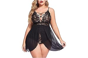 Women's Plus Size Babydoll Lingerie: Ignite Intimate Moments with Seductive Mesh and Lace