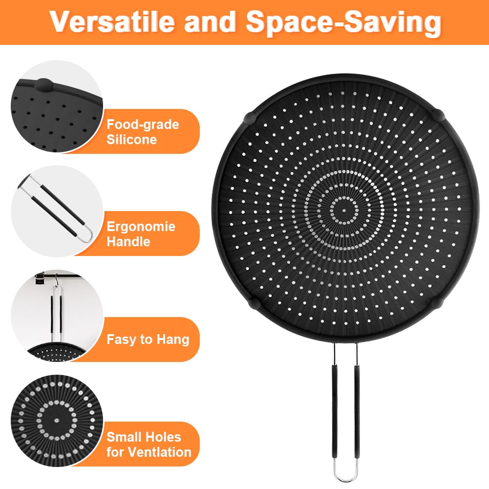 Apidgrowth Paraschizzi per Padella, Paraschizzi di Grasso, Resistente al Calore per Friggere, Paraschizzi in Silicone per Cucinare Tutti i Giorni, Lavabile in Lavastoviglie（16in×12in×0.5in）