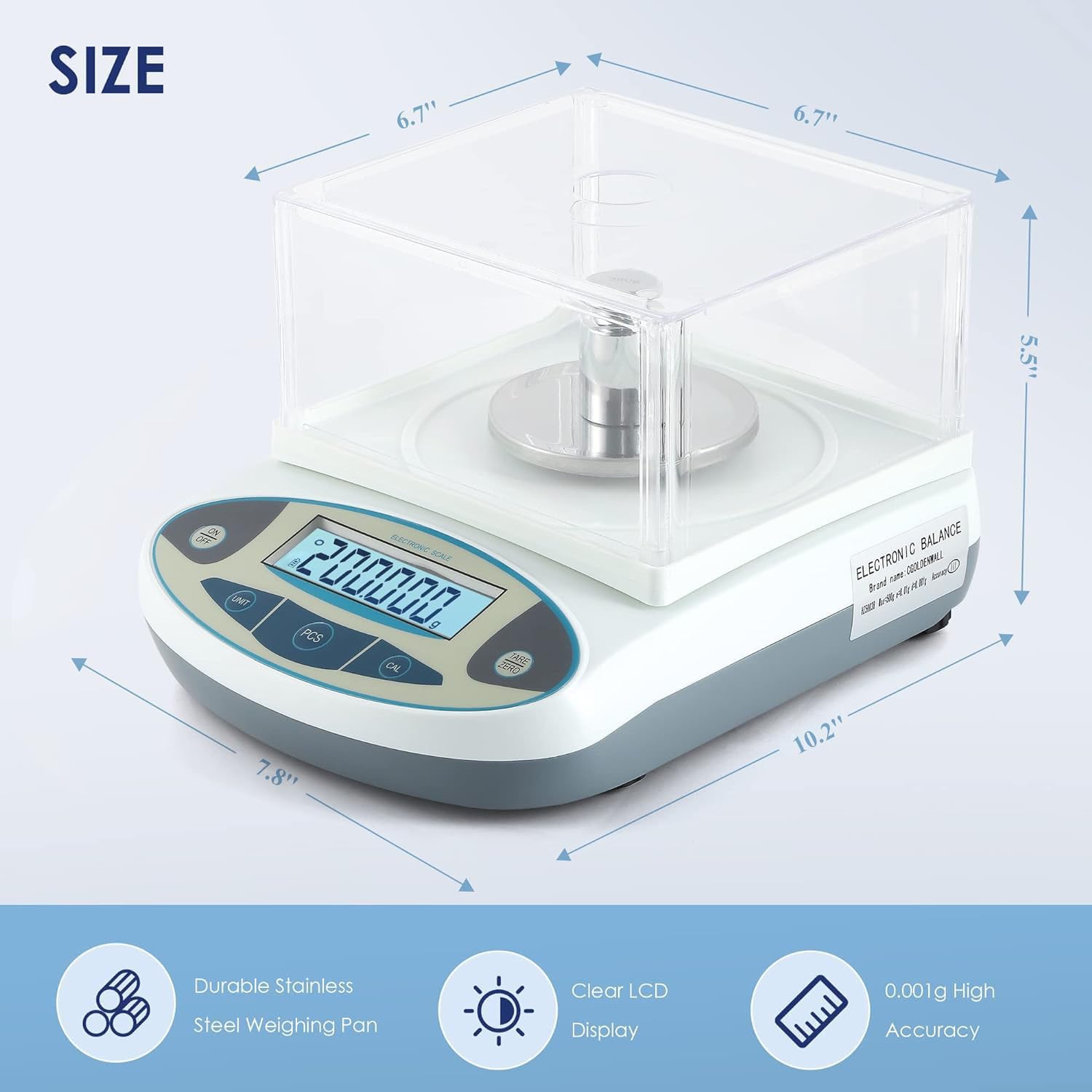 Balanza de Laboratorio 500g 0.001g Precisión, Balanza Analítica de Laboratorio de Alta Precisión con Parabrisas Balanza Científica Digital Balanza de Joyería/Cocina