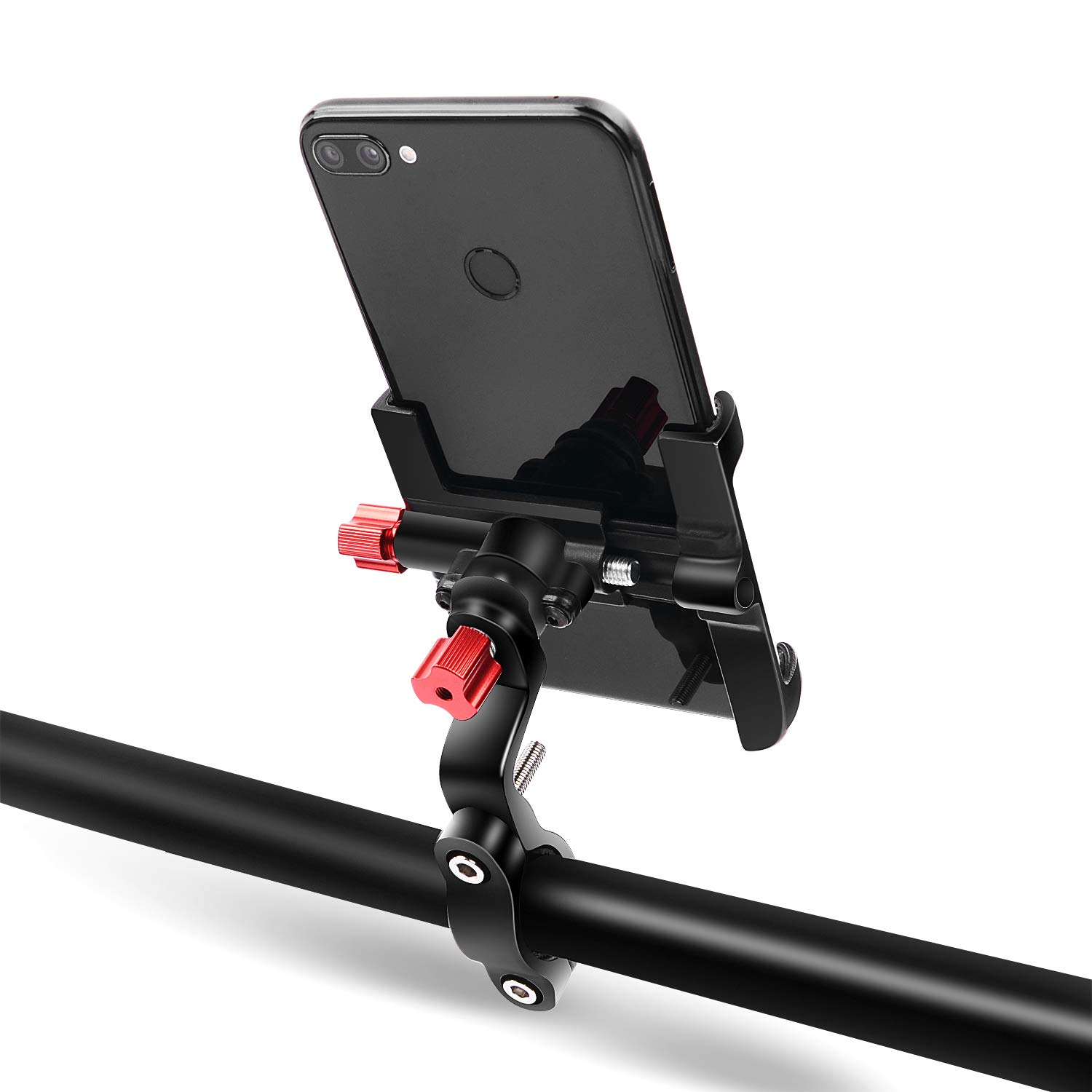 Support de téléphone pour vélo, Support de téléphone Portable réglable à 360° en Aluminium pour vélo et Moto Compatible avec iPhone 11 Max XR XS X 8 7 6 5 Plus, Samsung S10+ S9 S8, Note 10 9 8