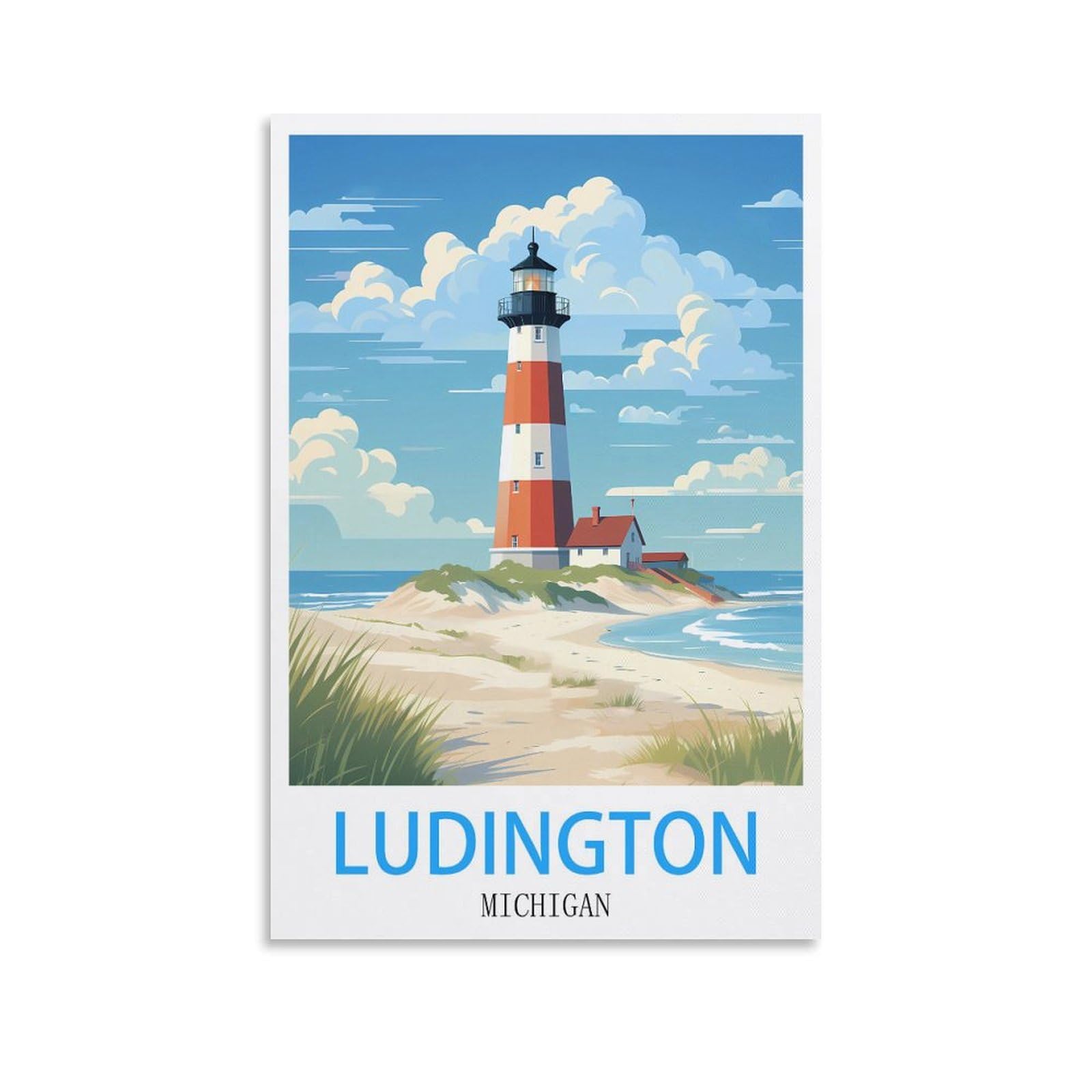 Vintage Metal Tin Sign Ludington Michigans Kitchen Bar Novelty Gift Metal Tin Wall Décor Sign 30x30cm