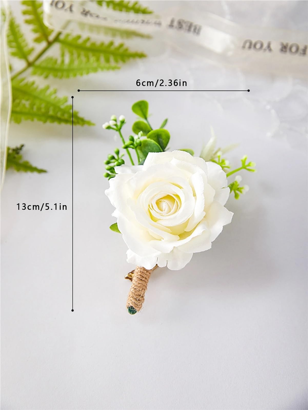 Ansteckblume 6 Stücke Weiß Ros Elfenbein Männer Boutonniere for Hochzeit Blumen Zubehör Prom Anzug Dekorationen Blume(6Pcs Wrist Corsage)