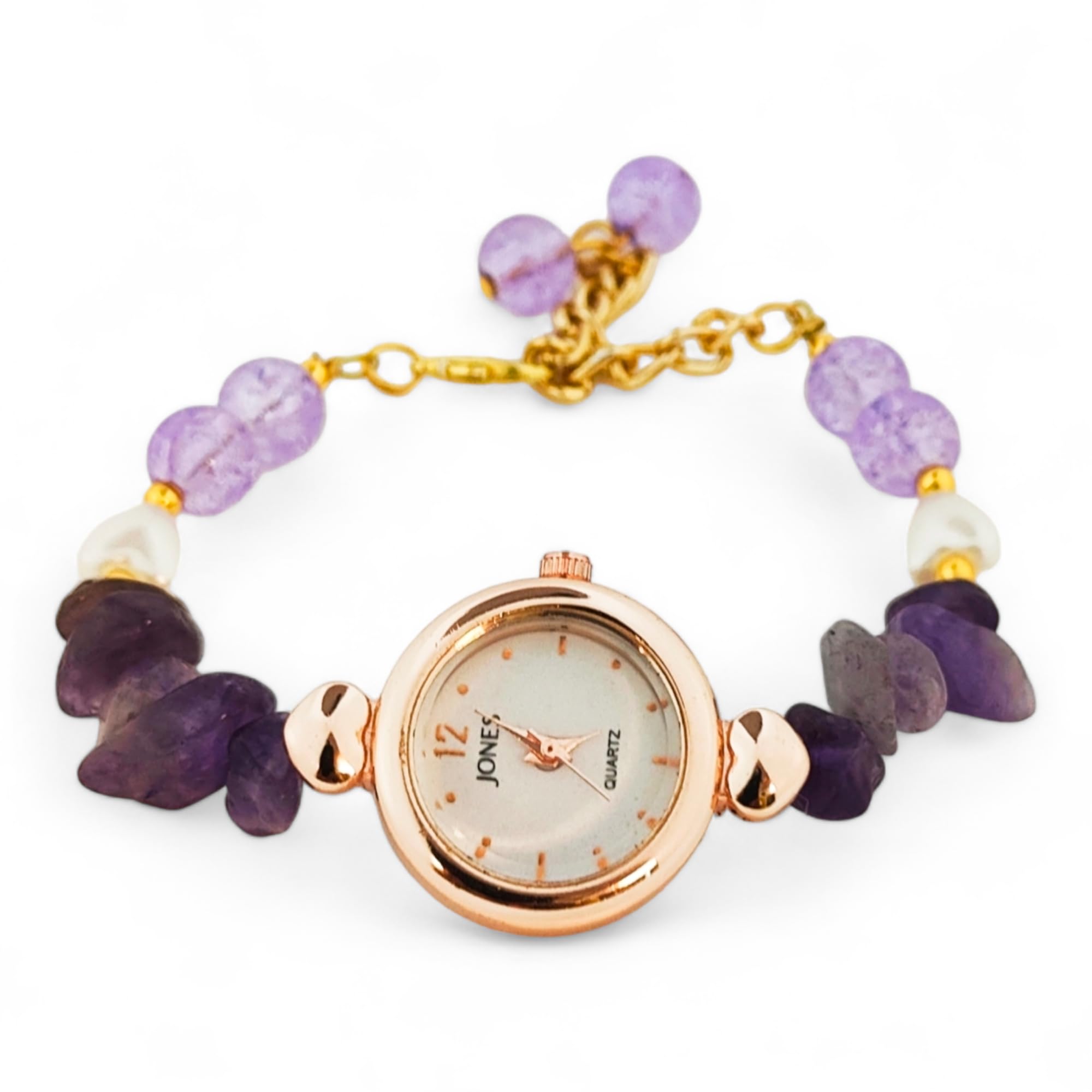 Crystal Bead Wrist Watch for Women, Purple Dial, Amethyst Accents (B0D575SXN4) Amazon Price History, Amazon Price Tracker