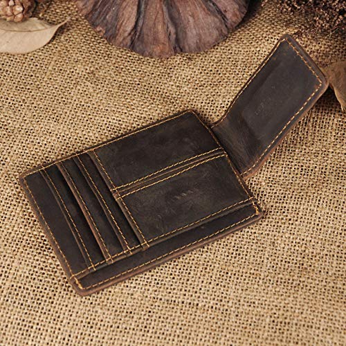 Image of Le'aokuu Genuine Leather Magnet Money Clip Credit Card Case Holder Slim Wallet