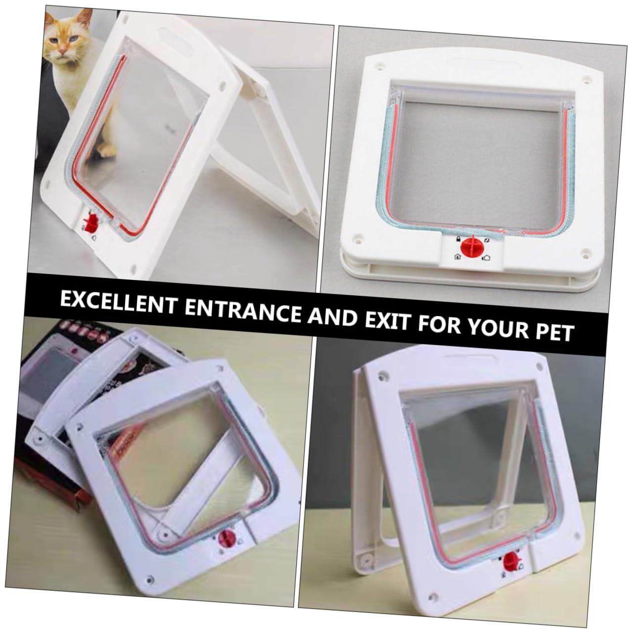 Lot de 2 Chatières pour Chat Fonction Ouverture/Fermeture, en Plastique Résistant, Taille Petite, pour Accès Intérieur et Extérieur, Adaptées aux Chats et Petits Chiens