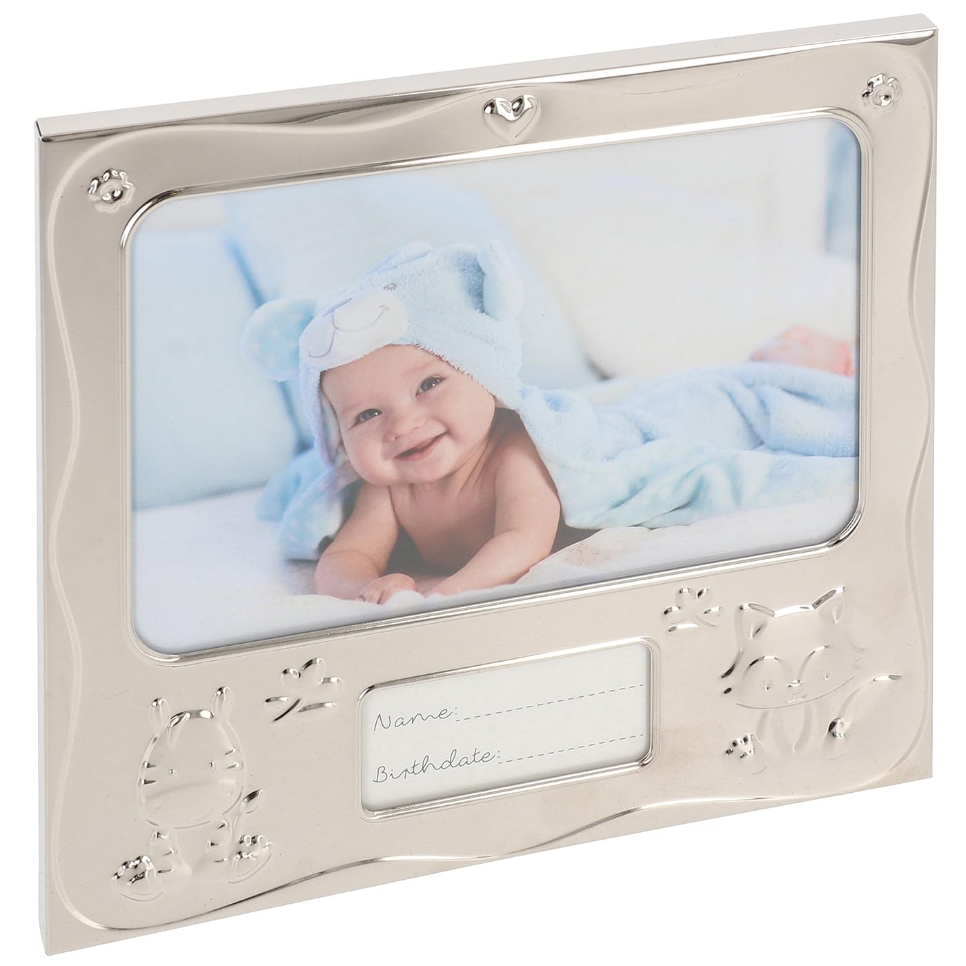 Shudehill Giftware Silver Baby Birth Date Photo Frame 6X4 Picture Size