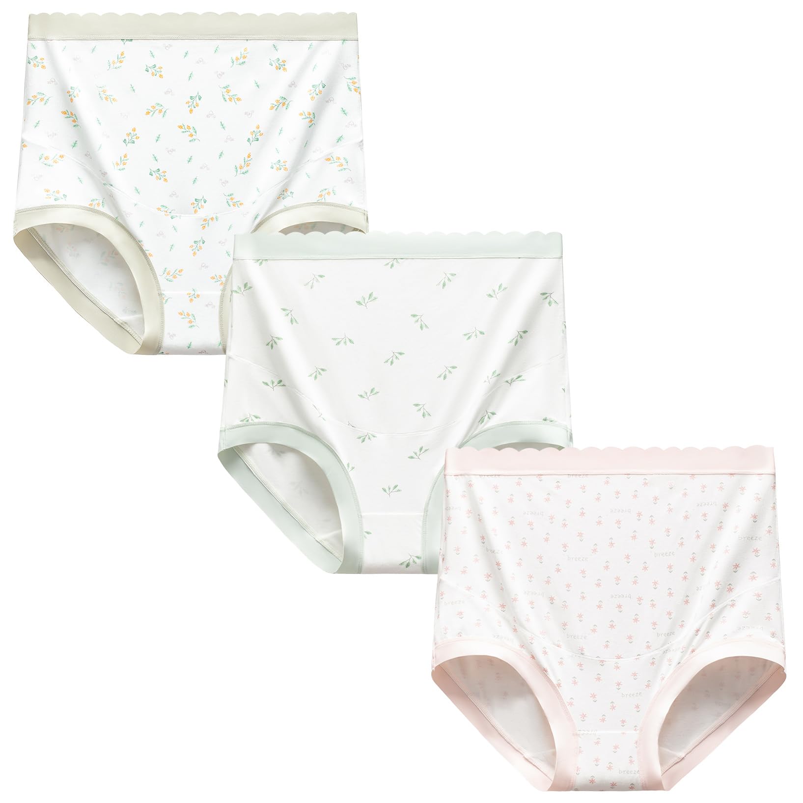 FEOYA - Bragas de maternidad para mujer, de algodón, talla grande, cintura alta, sin costuras, paquete de 3 - Gris - Large