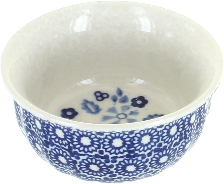 Blue Rose Polish Pottery - Blue Elizabeth Small Bowl - 3.5" Diameter - Unique Dish for Appetizers, Nuts, or Candy