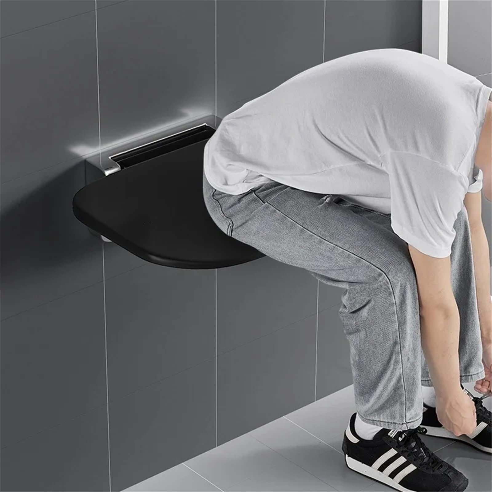 Taburete de baño Plegable Pared, Asiento Ducha Antideslizante con asa, Silla Inodoro Que Ahorra Espacio, Banco Seguridad para Personas Mayores