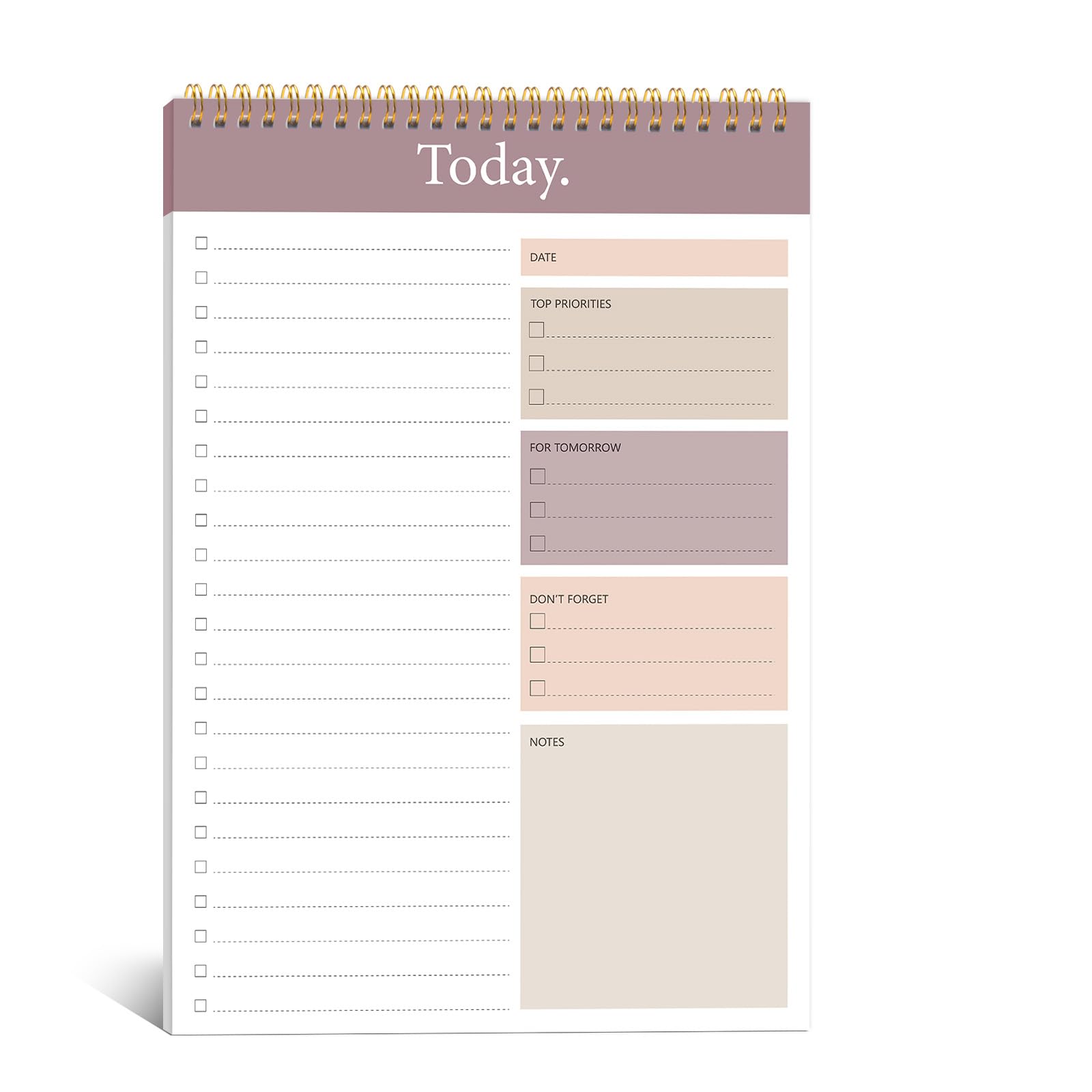 KMQOY To Do List Notepad - Daily Planner Pad Undated 52 Sheets Spiral Today Planner Note Pad Thick Paper 9.8" x 6.5" For Work and Personal Organized - （Brown）