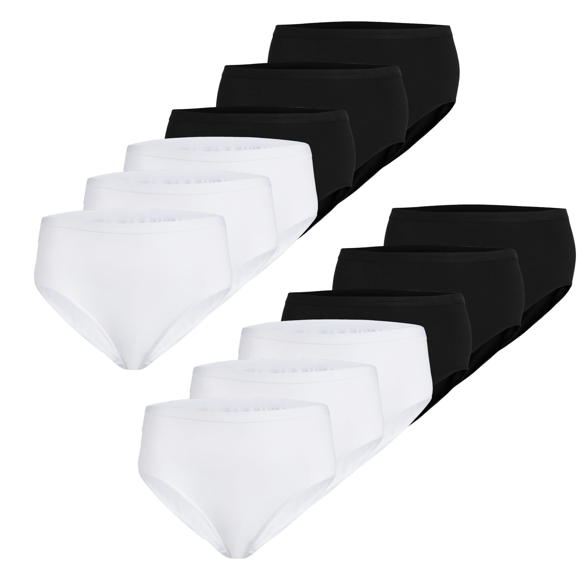 LIABEL Slip Donna in Cotone (Pacco da 6 e 12) Elasticizzato Mutande Midi T25, Certificato Oeko-Tex, Traspirante, Non Lascia segni